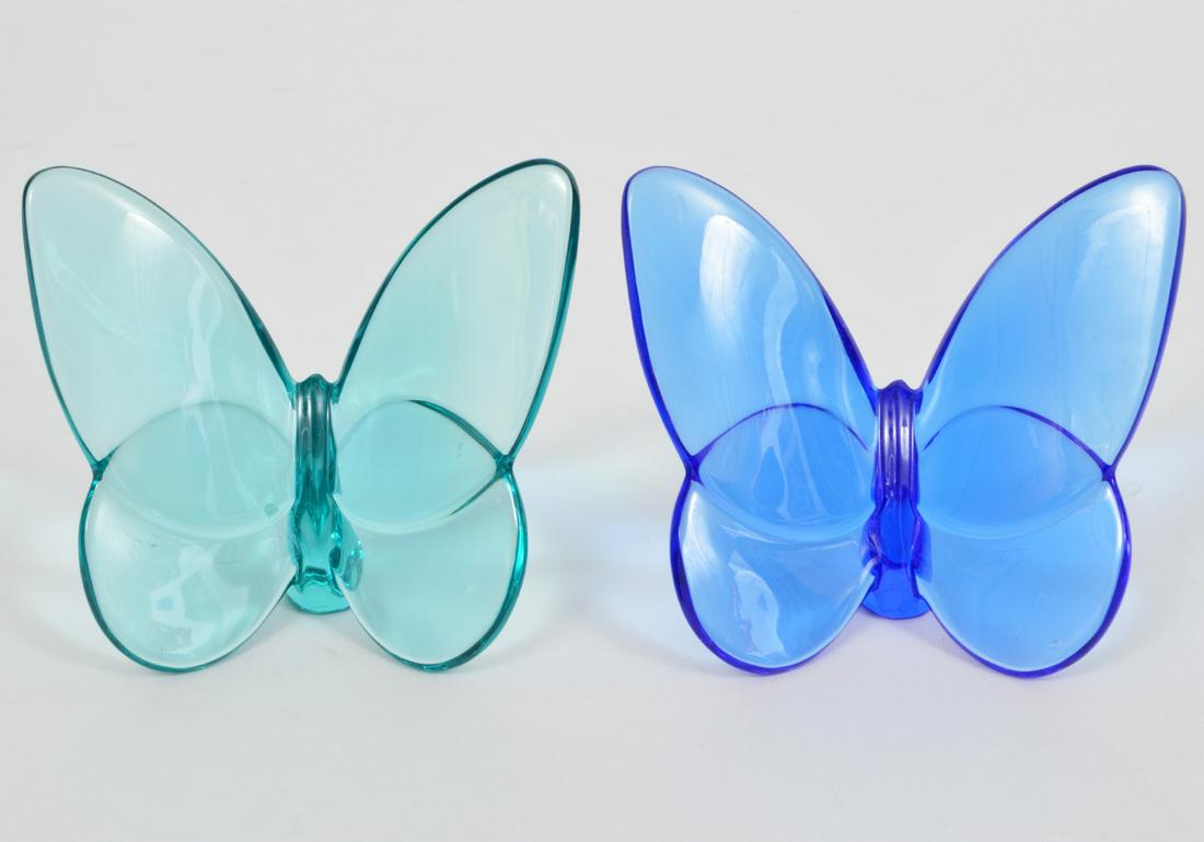 2 Baccarat Butterfly Figurines Teal & Blue (1 of 4)