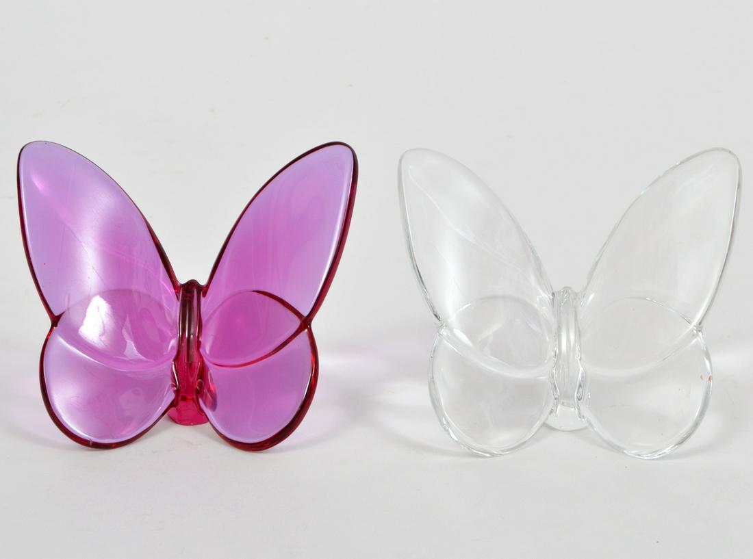 2 Baccarat Butterfly Figurines Amethyst & Clear (1 of 4)