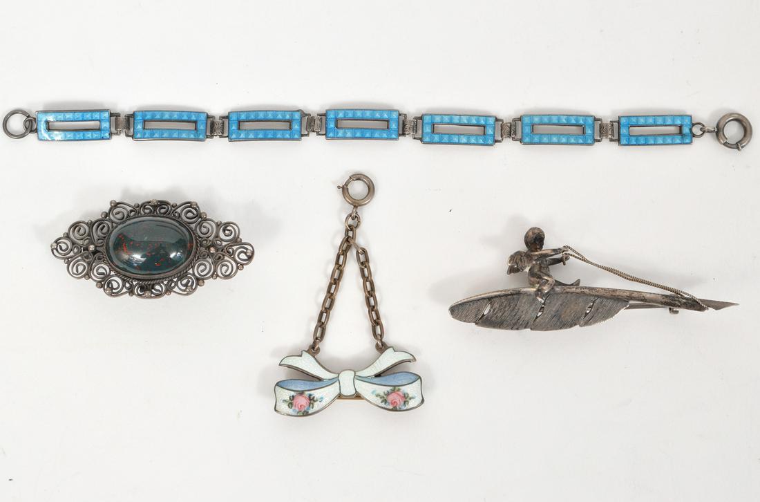 3 Silver Jewelry Pins & 1 Bracelet (1 of 6)