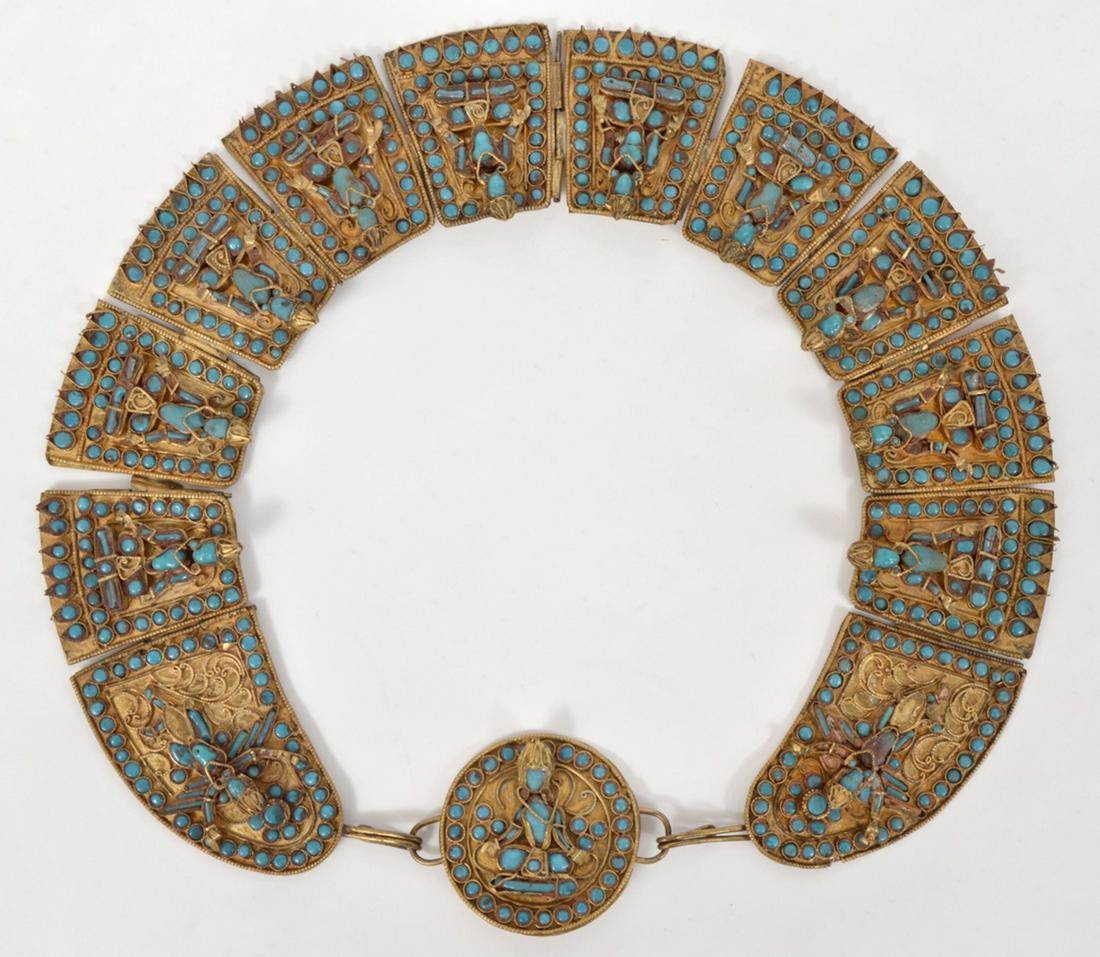 Nepalese Brass & Turquoise Goddess Collar Necklace (1 of 5)