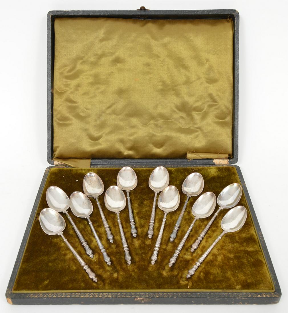 Set of 12 Antique French Sterling Dessert Spoons (1 of 9)
