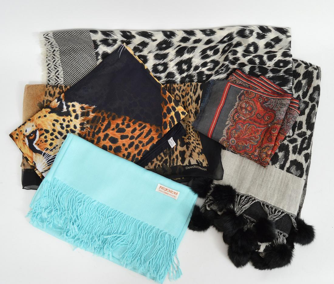 Lot of 6 Wool, Cotton & Pashmina Wraps and Scarves (1 of 8)