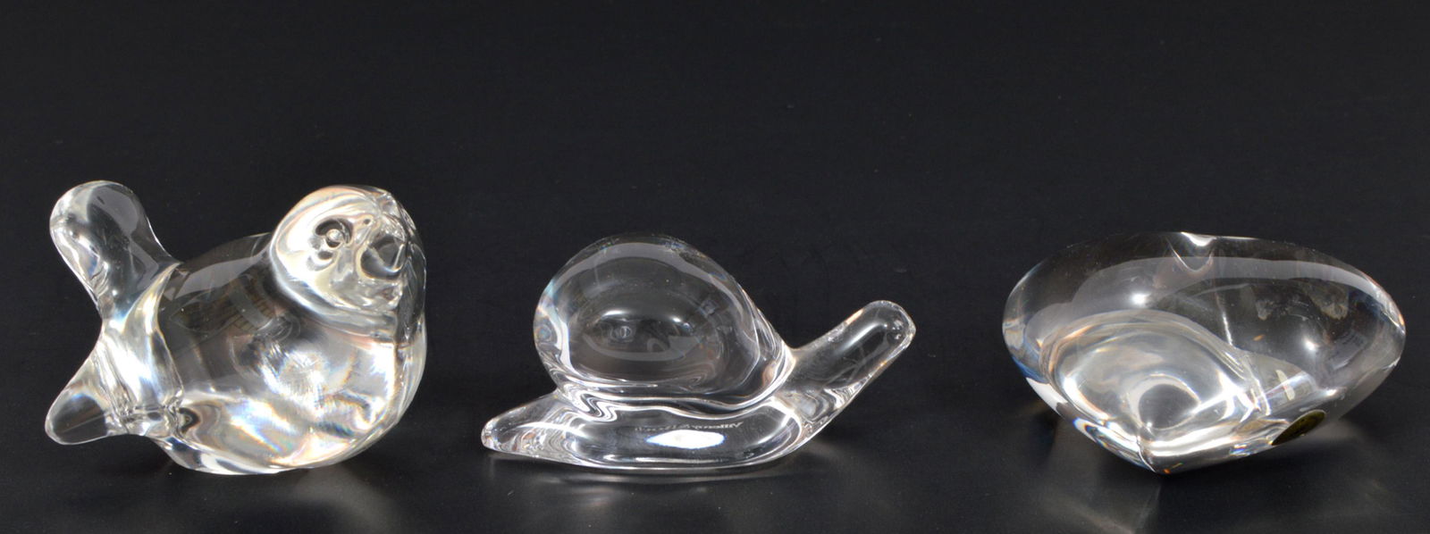 3 Crystal Paperweights ~ Snail, Bird, Heart (1 of 4)