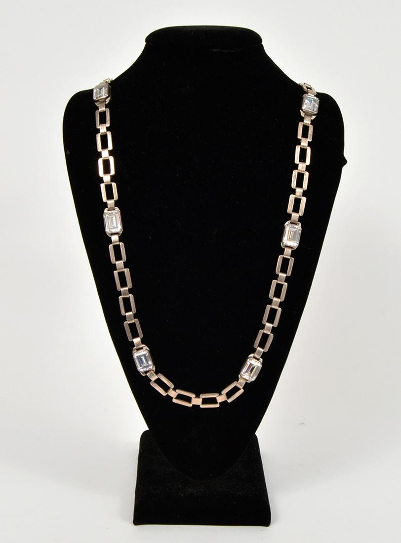 Mexican Sterling Silver Link Necklace Crystals (1 of 5)