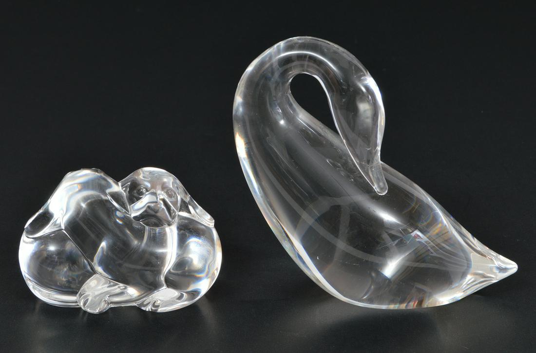 Steuben Crystal Goose and Puppies Figurines (1 of 6)