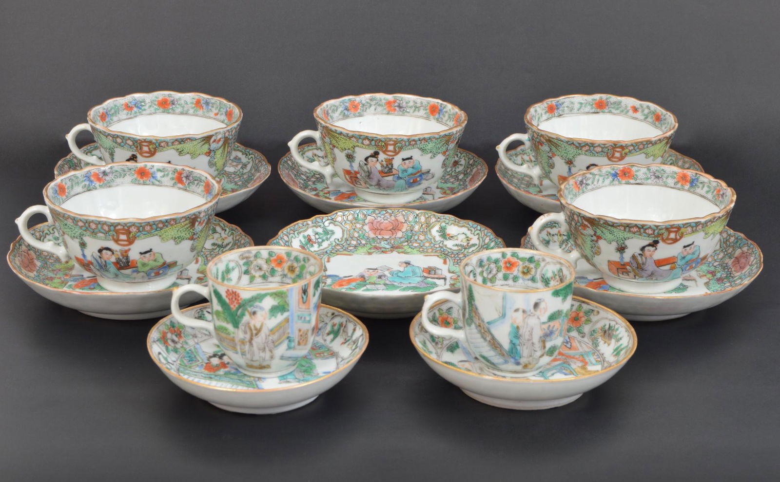 15 Pcs. Rose Medallion Cups & Saucers (1 of 14)