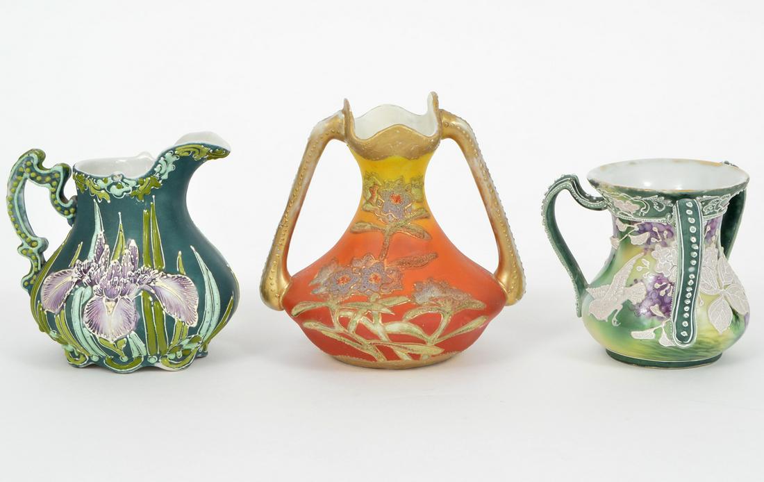 3 Japanese Moriage Vases & Pitcher (1 of 11)