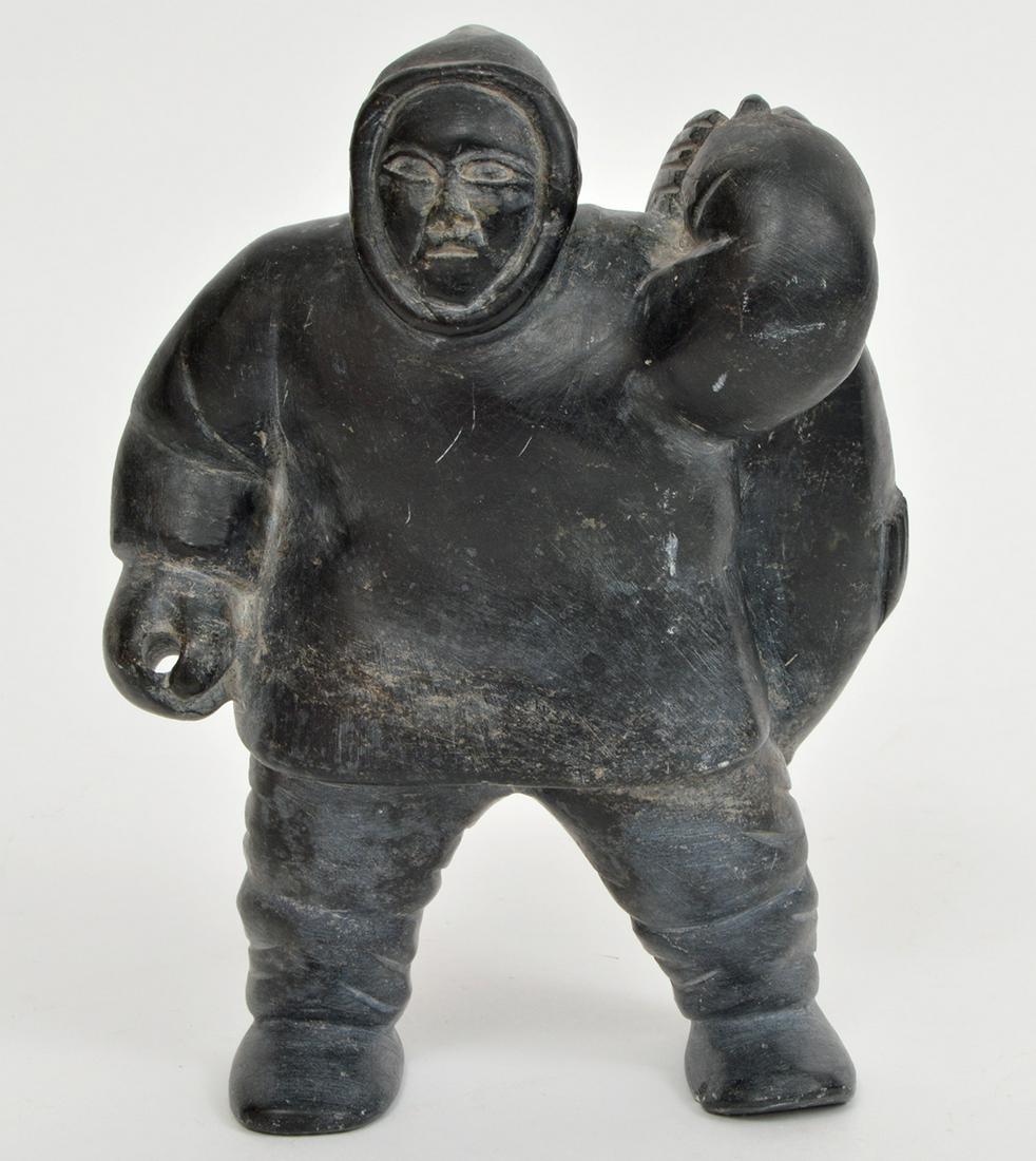 Eskimo Art Inuit Soapstone Carving Native & Seal (1 of 6)