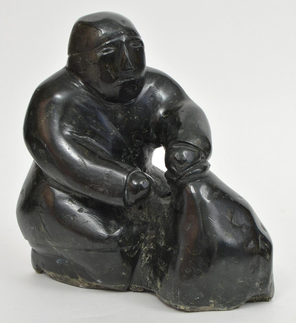 Eskimo Art Inuit Stone Carving of a Stone Carver (1 of 6)