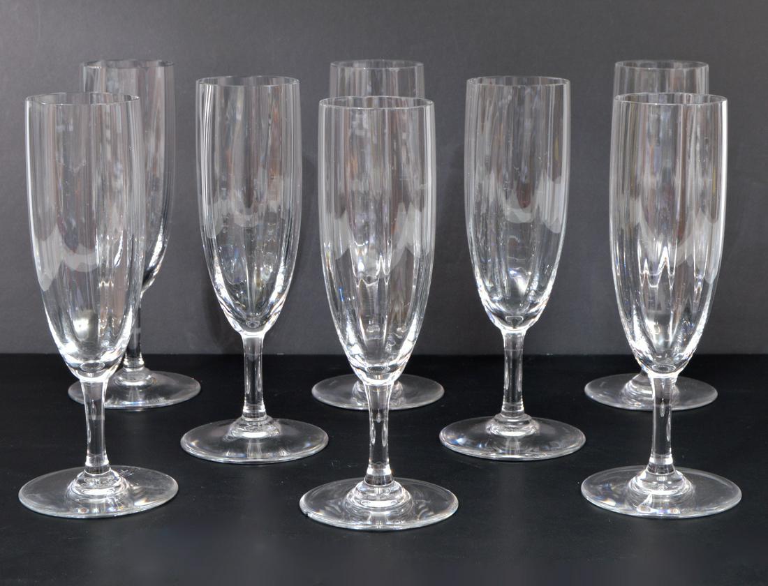 8 Baccarat Champagne Crystal Glasses Montaigne Optic (1 of 4)