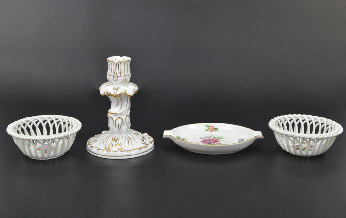 Herend Queen Victoria Basket Bowls Ashtray Candle (1 of 7)