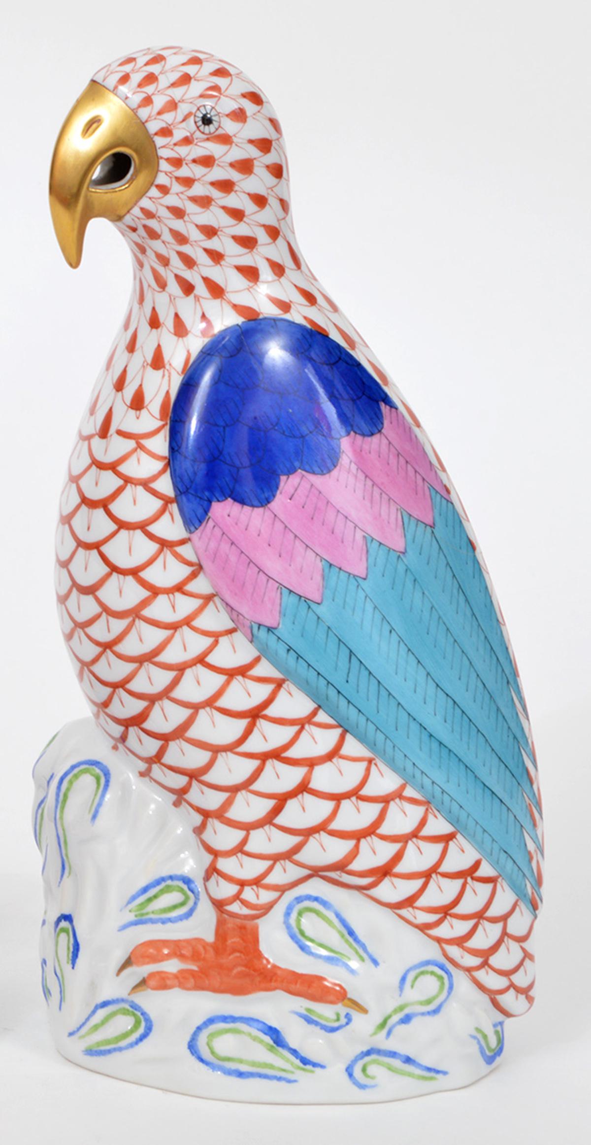 Large Herend Fishnet Rust Parrot (1 of 3)