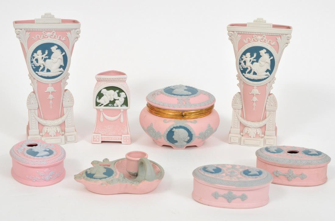 8 pcs 3 Color Jasperware Colbalt Pink Blue (1 of 12)