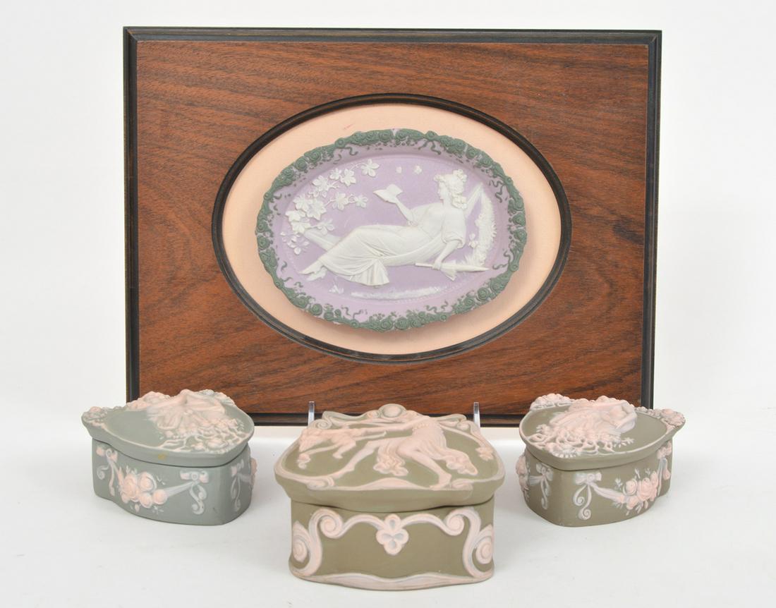 Jasperware 3 Lidded Boxes & Dish (1 of 5)
