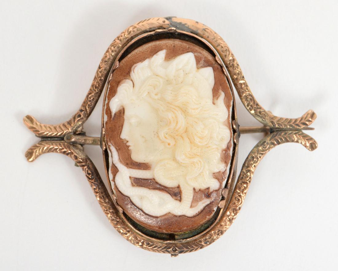 Antique Hard Stone Cameo 14k Brooch / Pendant (1 of 4)