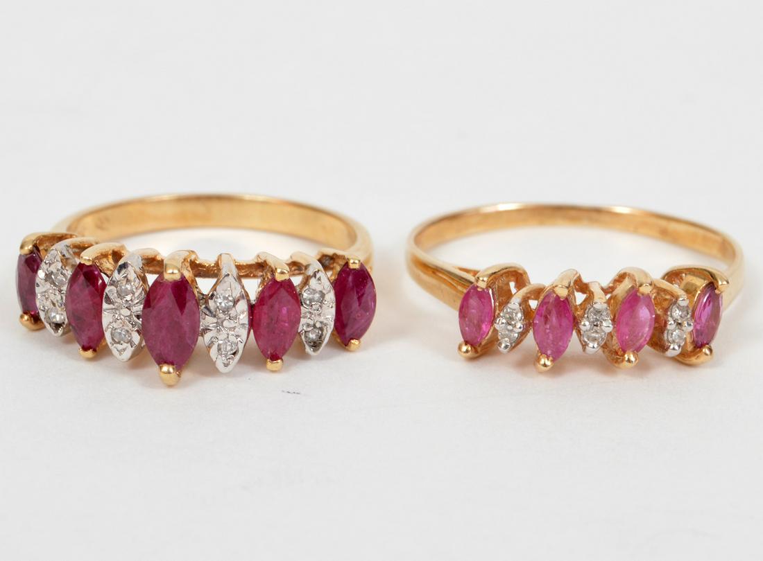 2 Ruby & Diamond 14k YG Bands (1 of 7)