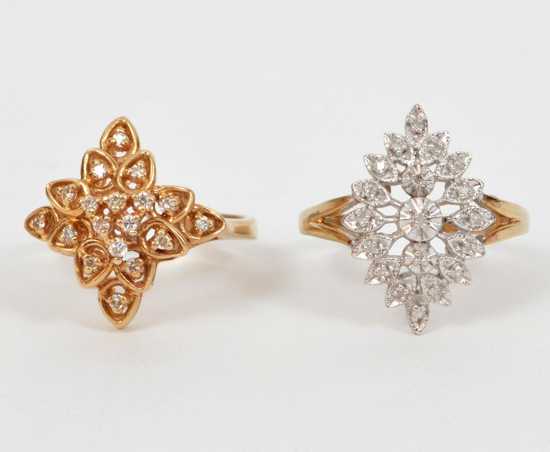 2 Diamond 14k YG Cluster Rings (1 of 8)