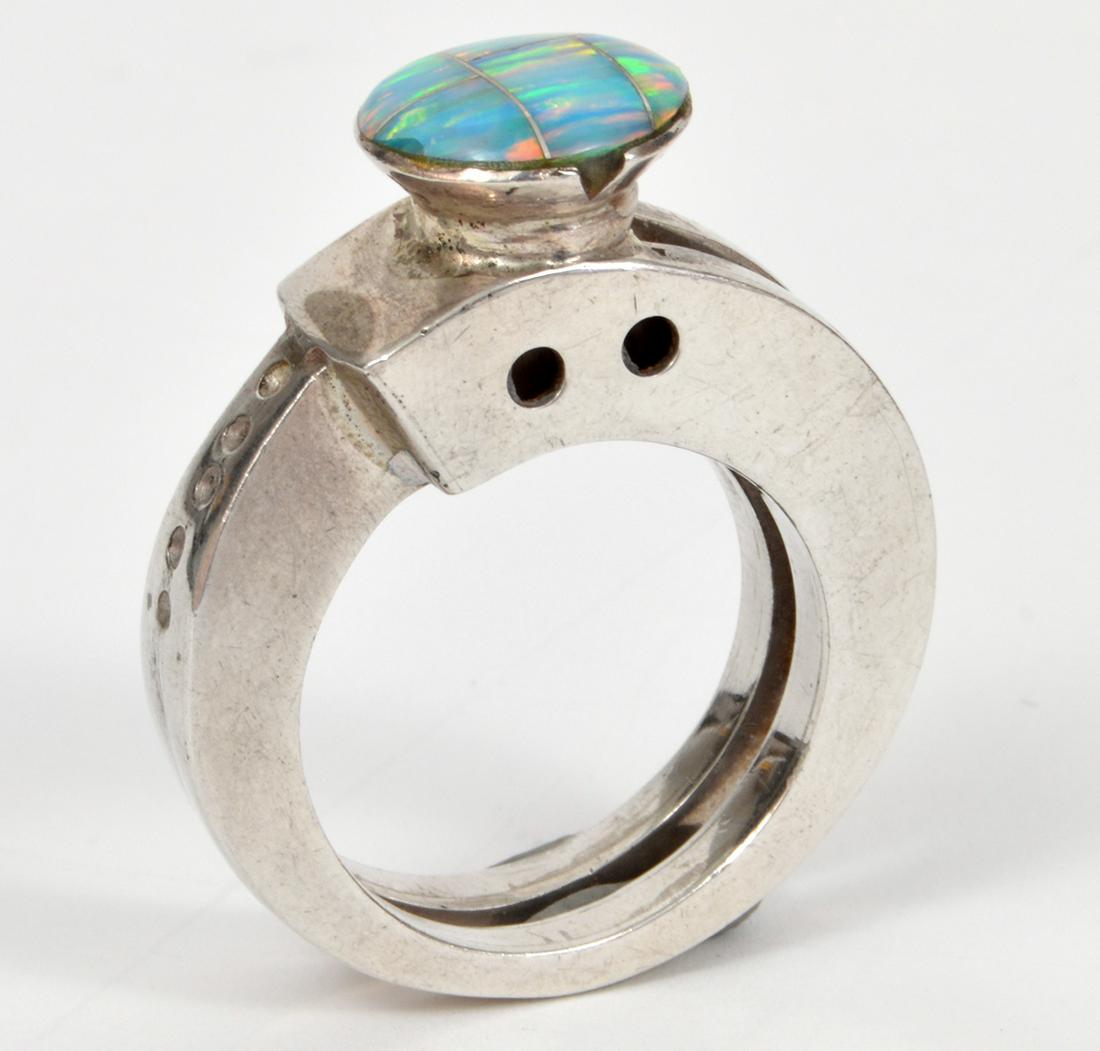 Gentlemens Modern Turquoise & Sterling Opal Ring (1 of 10)