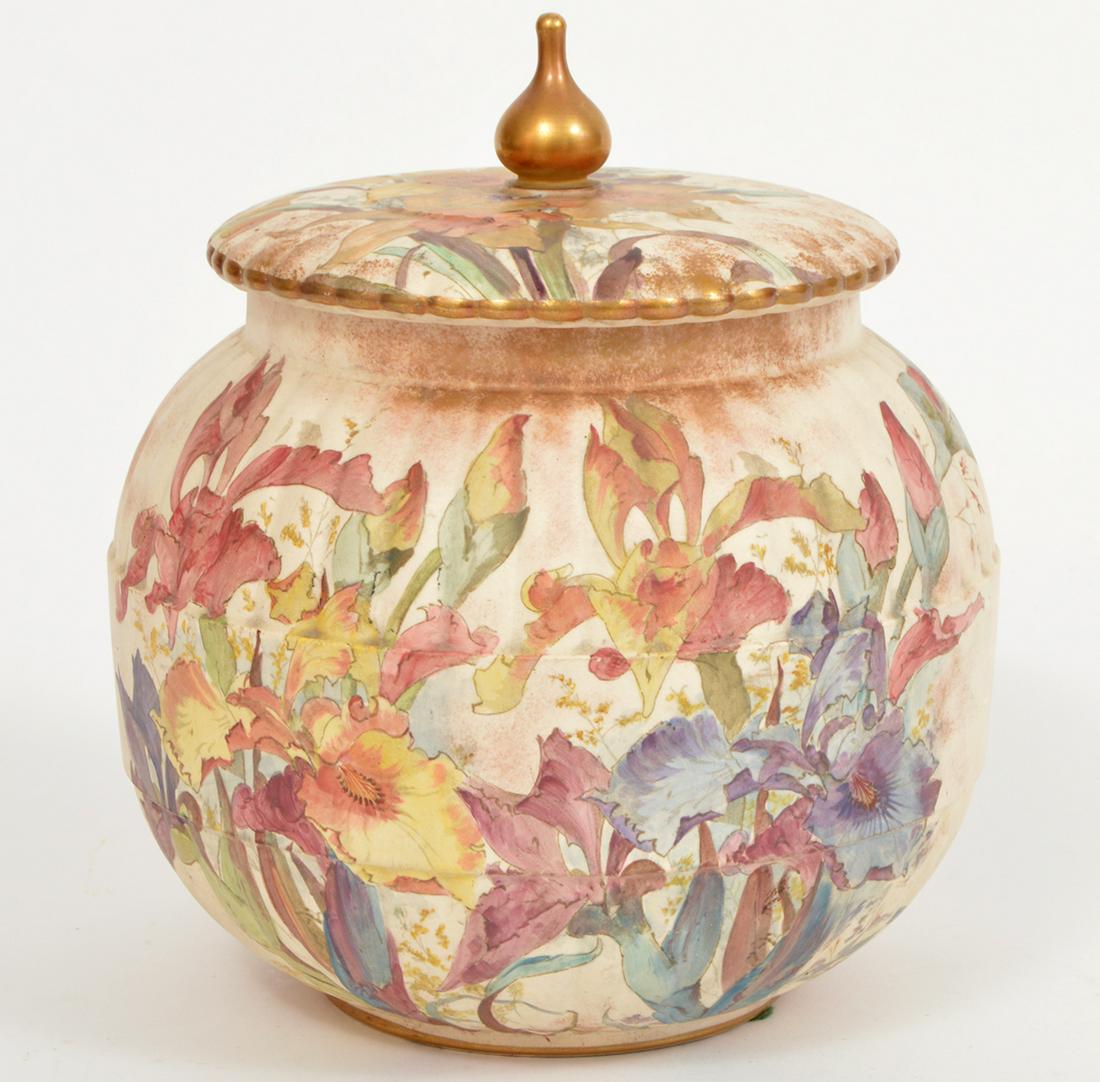 Doulton Burslem Floral Porcelain Biscuit Jar (1 of 8)