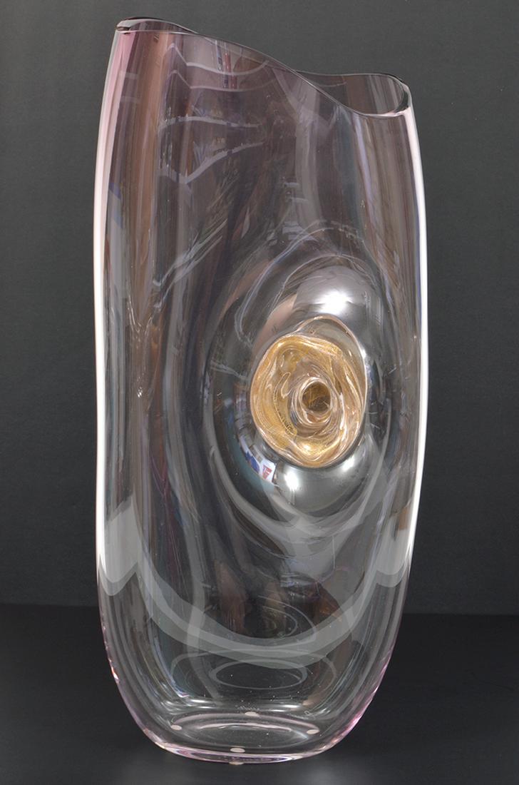 Huge Murano Signed Clear & Gold GlassVase (1 of 8)