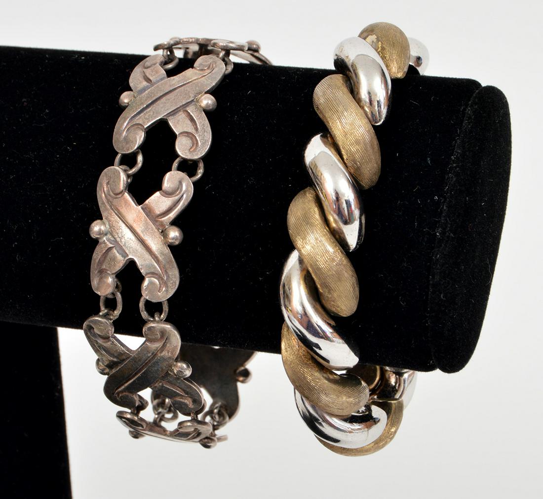 2 Vintage Silver Bracelets Marked 925 & 800 (1 of 6)