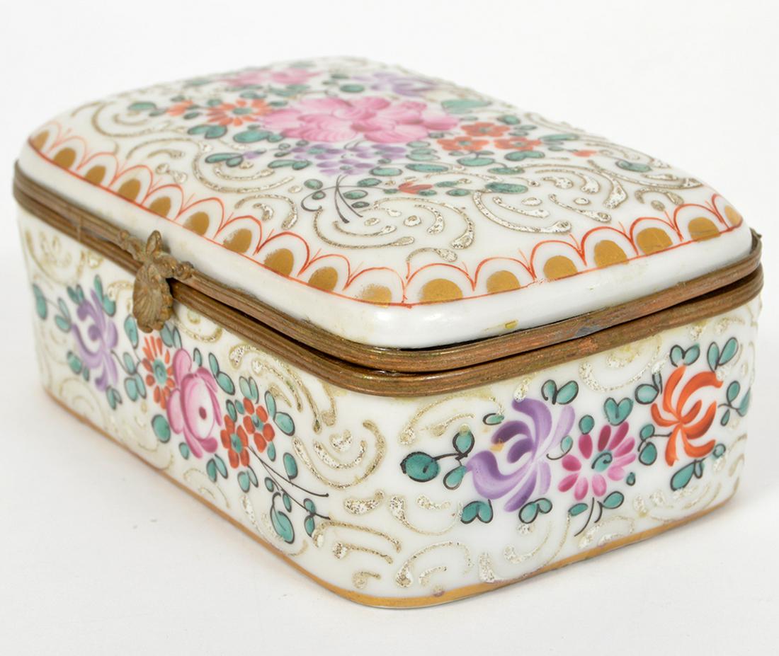 Victorian French Lidded Dresser Box Hand Painted (1 of 11)