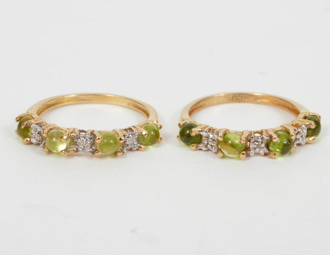 Pair Peridot, Diamond, & 10K YG Ring Guards (1 of 6)
