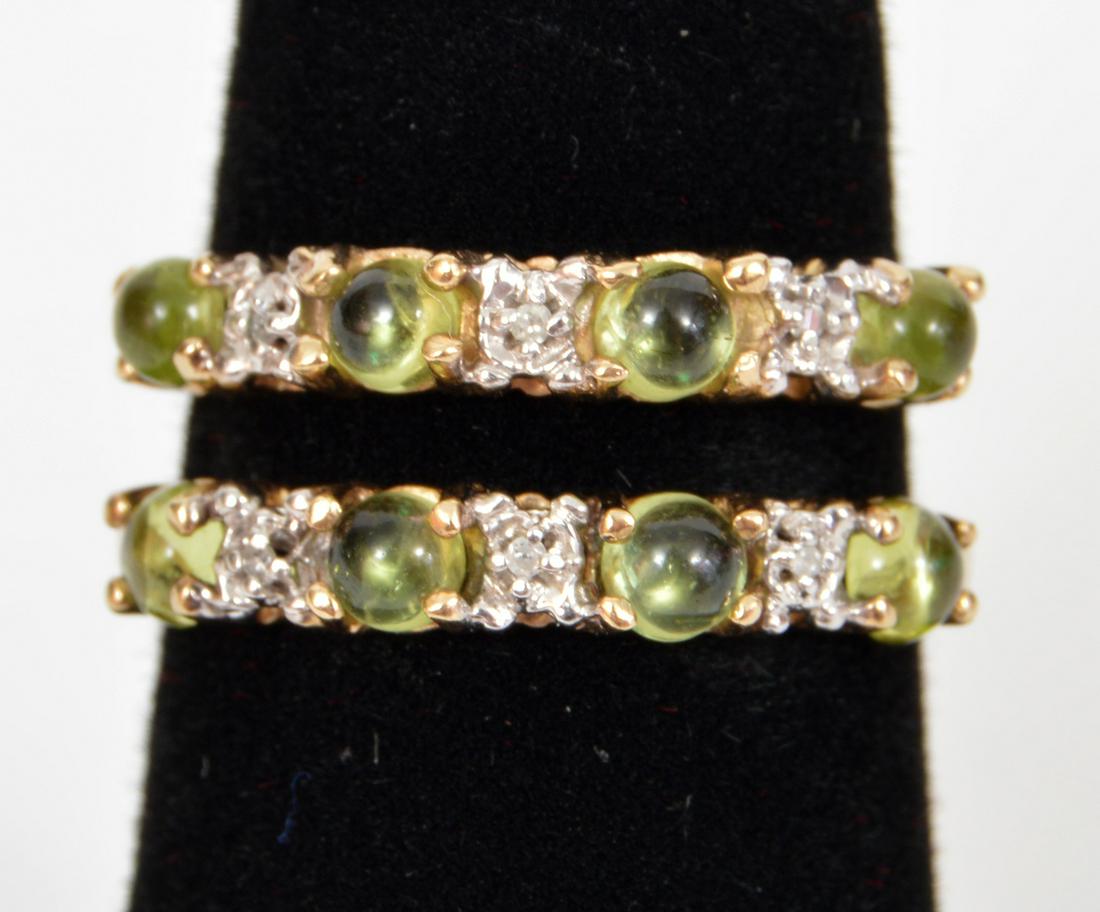 Pair Peridot, Diamond, & 10K YG Ring Guards (1 of 6)