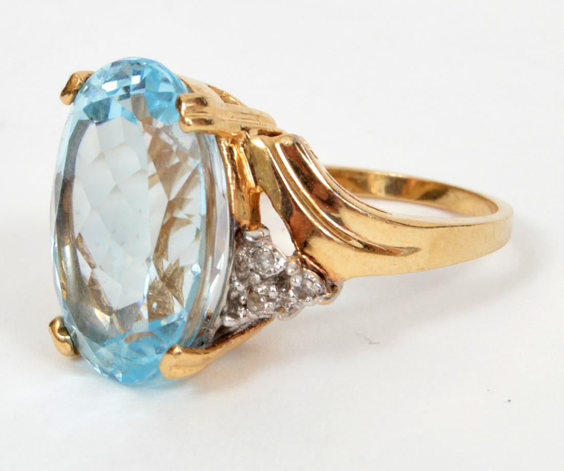 Blue Topaz & Diamond 14k YG Ring (1 of 9)
