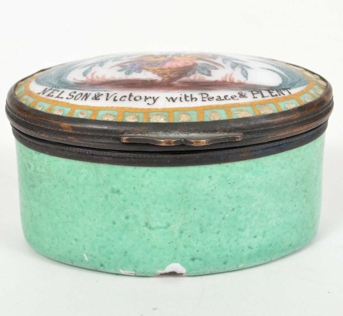 Lord Nelson Enamel Staffordshire Patch Box c. 1800 (1 of 8)