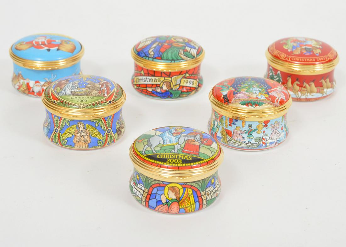 6 English Halcyon Days Christmas Trinket Boxes (1 of 9)