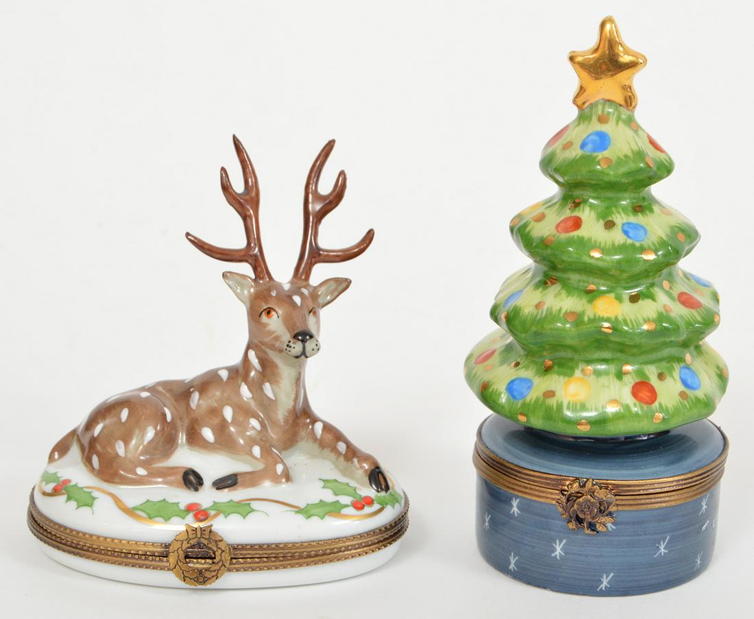 2 Limoges Porcelain Christmas Trinket Boxes (1 of 4)