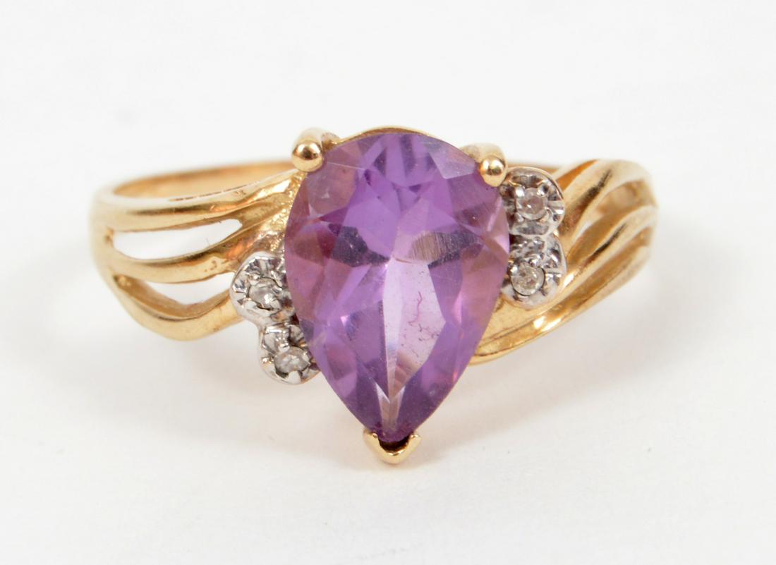 Amethyst & Diamond 10K YG Ring (1 of 7)