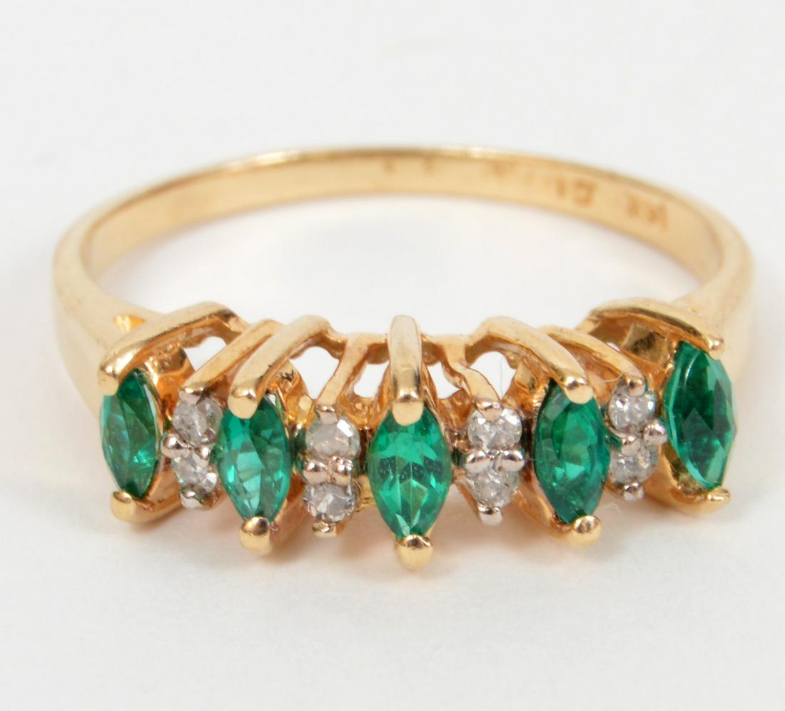 Emerald, Diamond & 14k YG Band (1 of 5)