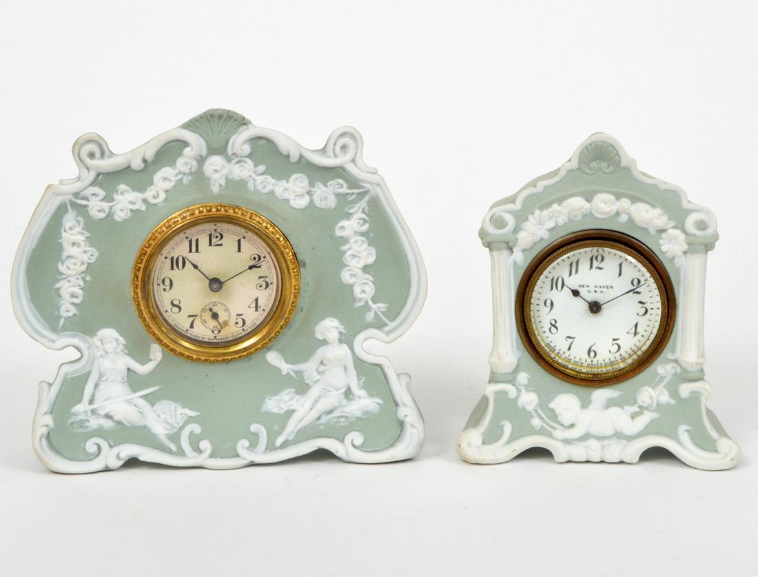 2 Antique Jasperware Table Clocks (1 of 4)