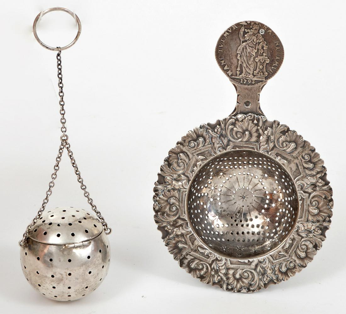 2 Sterling Silver Tea Strainers Dutch & American (1 of 5)