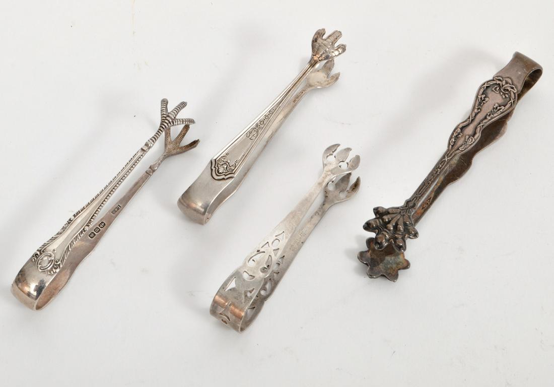 4 Antique Sterling Silver Sugar Tongs (1 of 8)