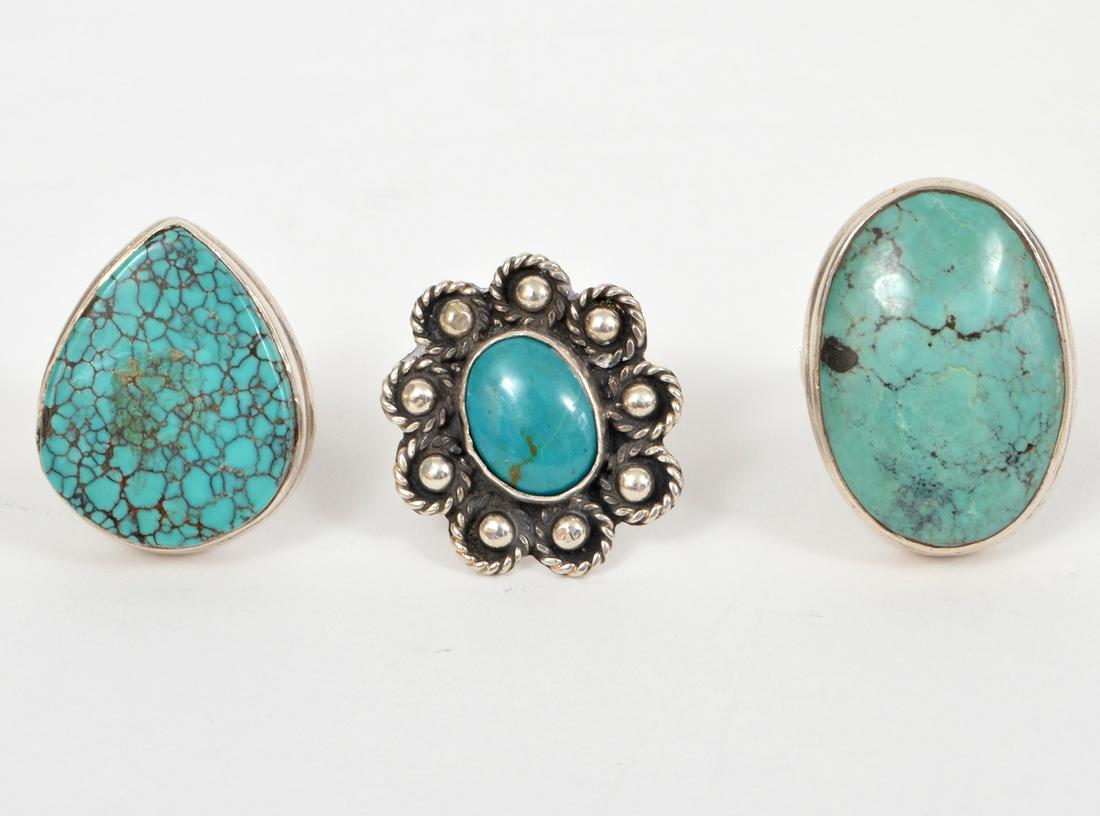3 Turquoise & Sterling Rings (1 of 6)