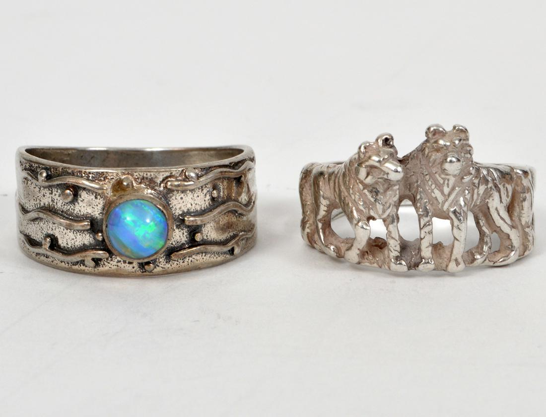 2 Sterling Bands 1 Black Opal 1 Wolf (1 of 6)