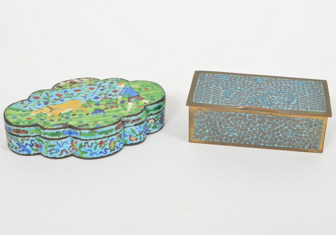 2 Antique Chinese Enamel Boxes / Stamp Holder (1 of 11)