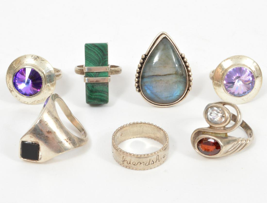 7 Sterling Silver Rings Various Stones (1 of 11)