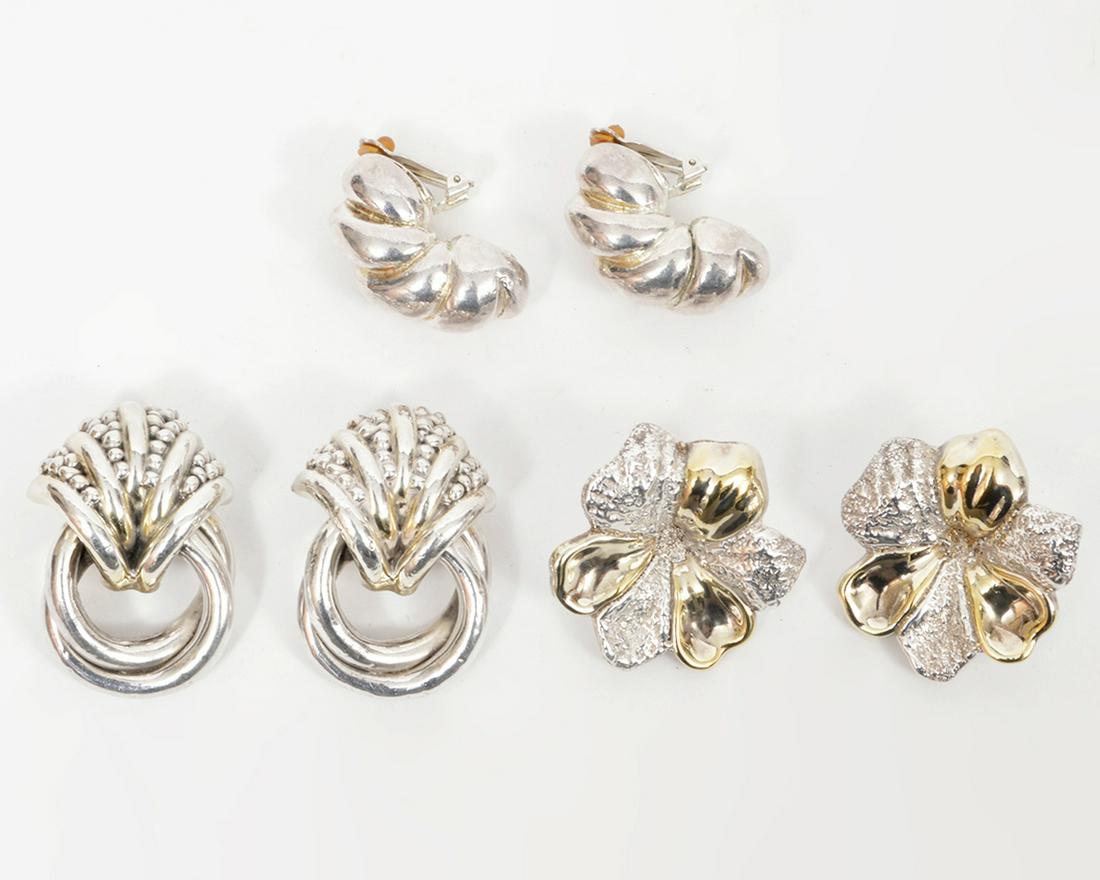 3 Pair of Sterling Silver Earrings C. Stein (1 of 5)