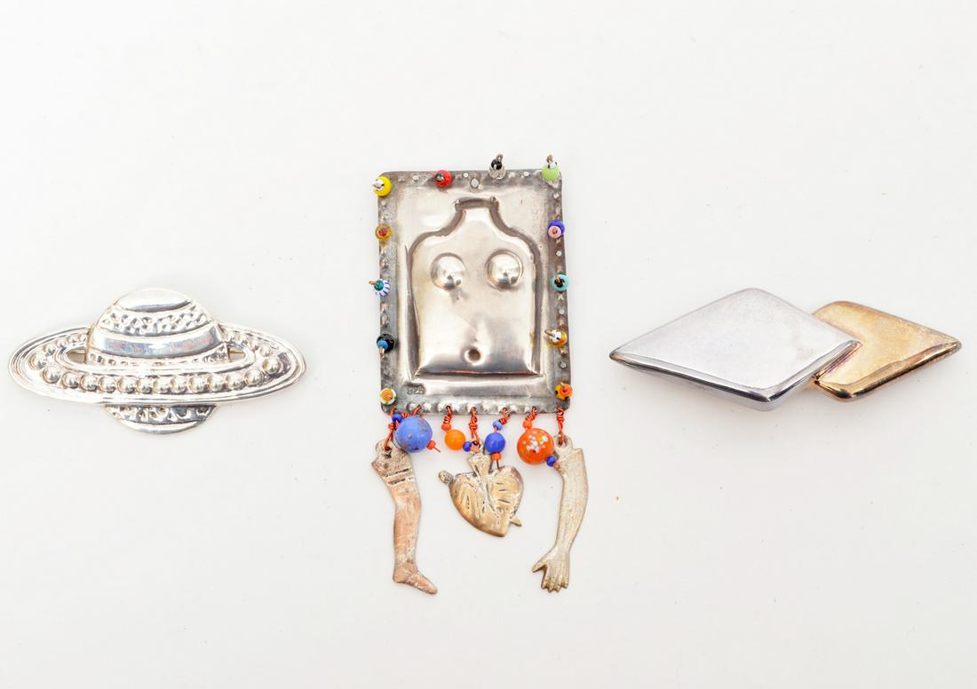 Lot of 3 Sterling Silver Artisan Brooches (1 of 7)