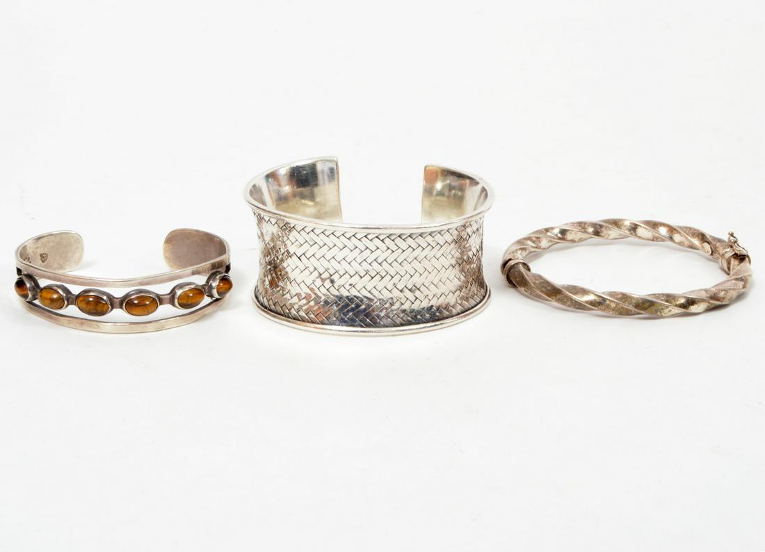 3 Sterling Silver Cuff Bangle Bracelets (1 of 8)