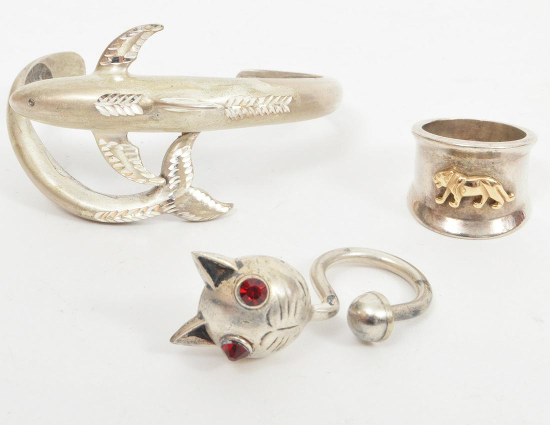 Sterling Dalphin Bracelet Tiger Cat Ring (1 of 8)