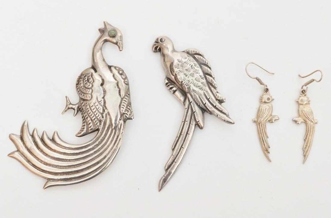 Sterling Bird Brooches and Drop Earrings (1 of 9)