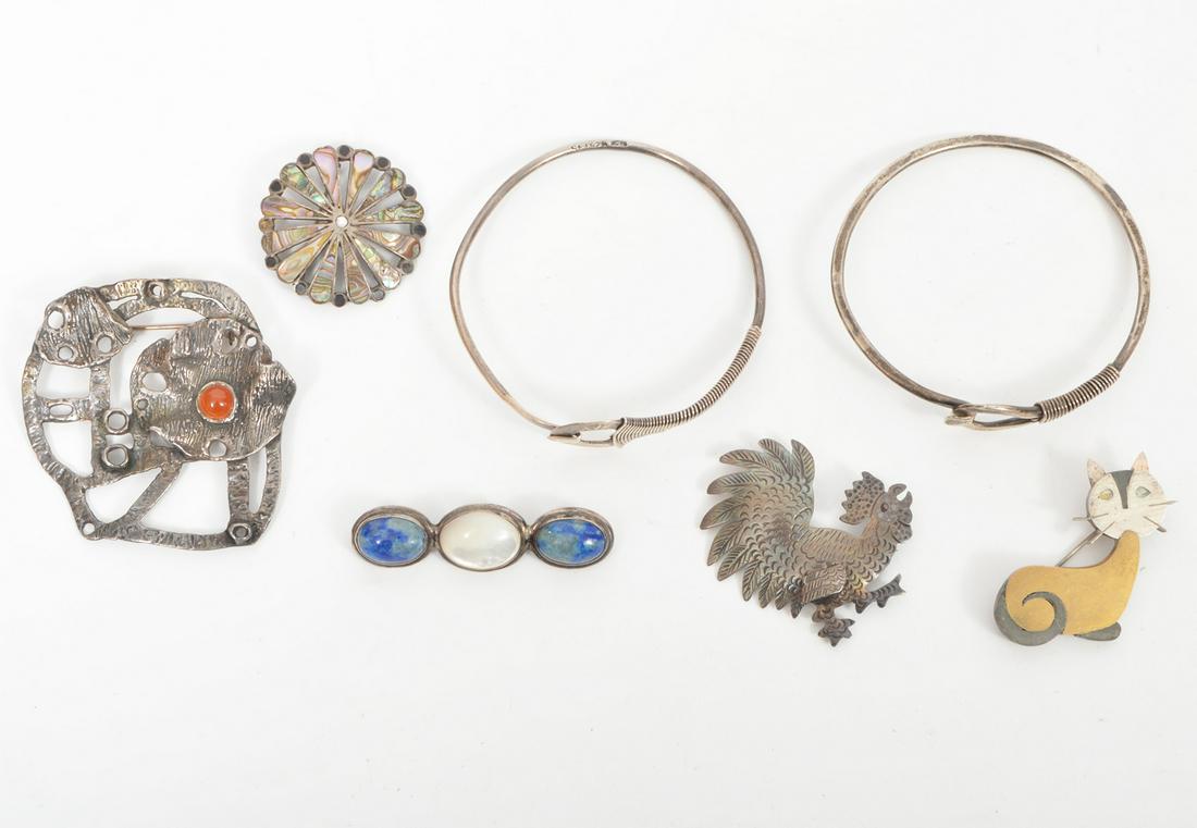 Lot Sterling Jewelry Brooches & Bracelets (1 of 7)