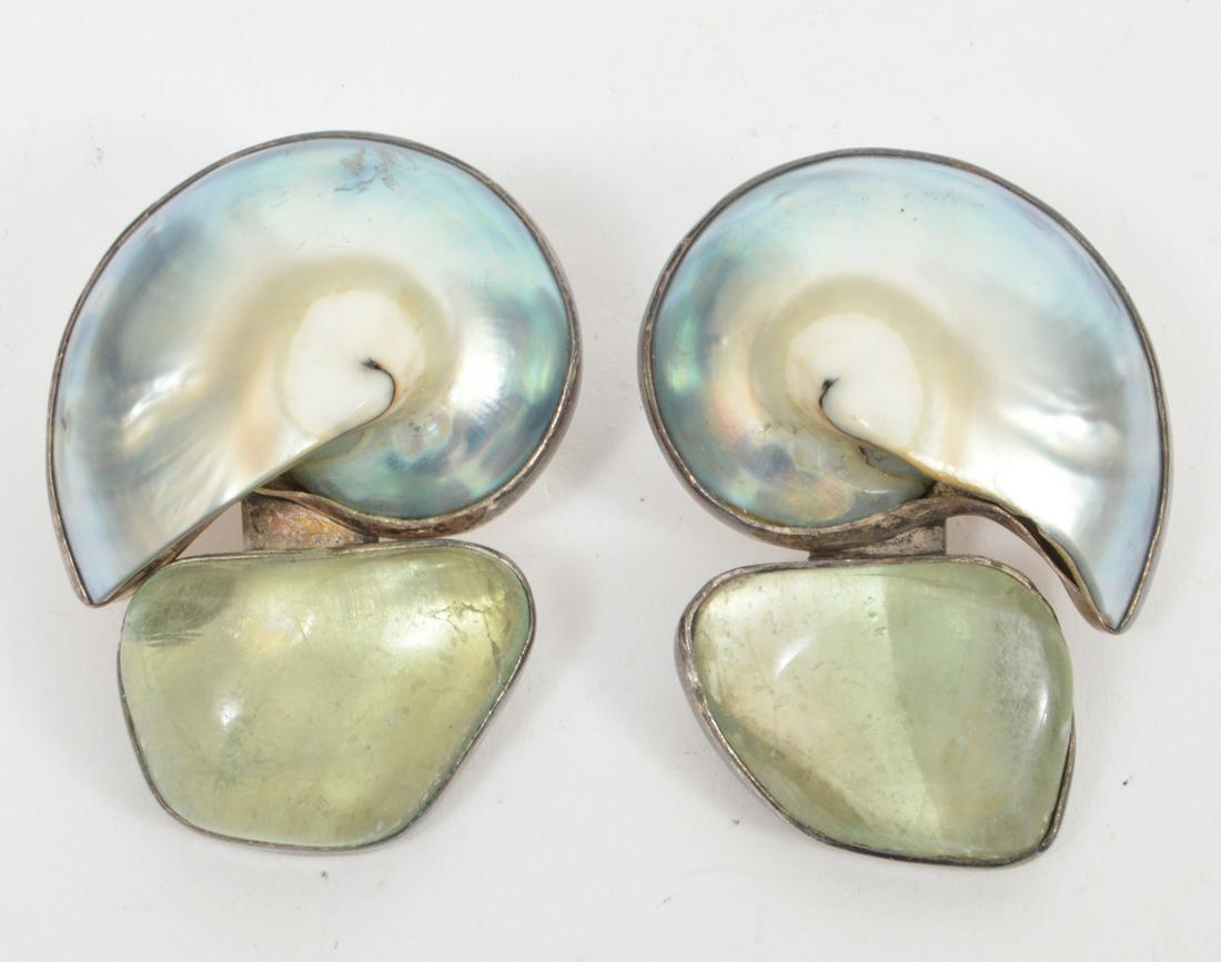 Rebecca Collins Sterling Shell & Topaz Earrings (1 of 4)