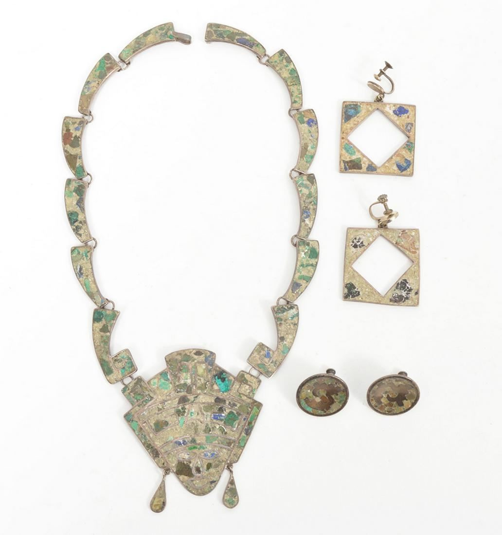 Lot of Antique Mexican Sterling Turquoise Jewelry (1 of 7)