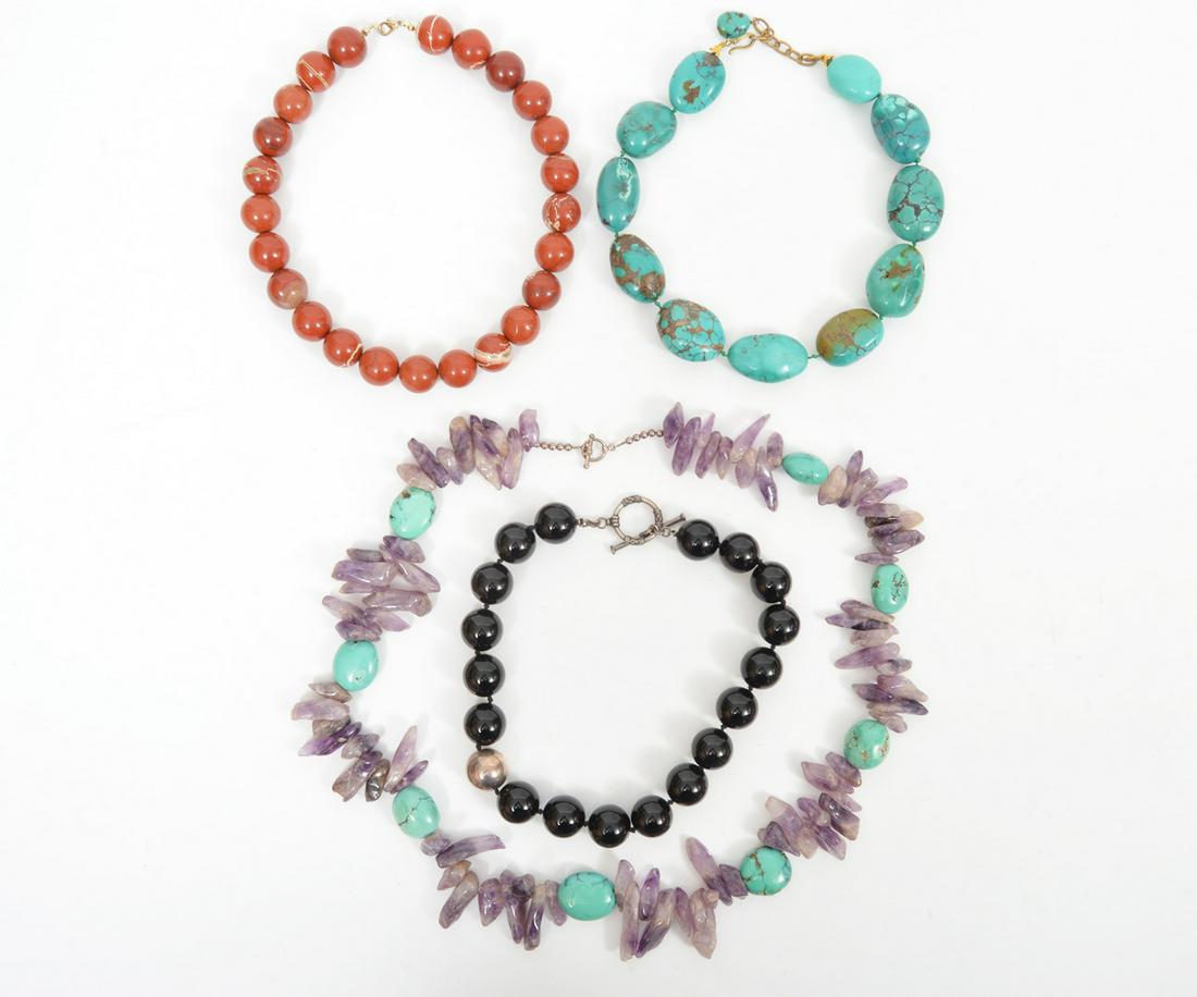 4 Stone Necklaces Turquoise Quartz Onyx Jasper (1 of 8)